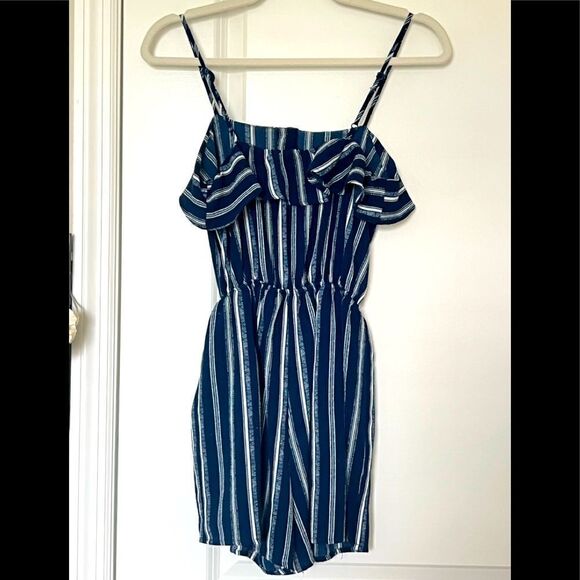 Monteau Blue & White Spaghetti Strap Romper - Picture 2 of 10